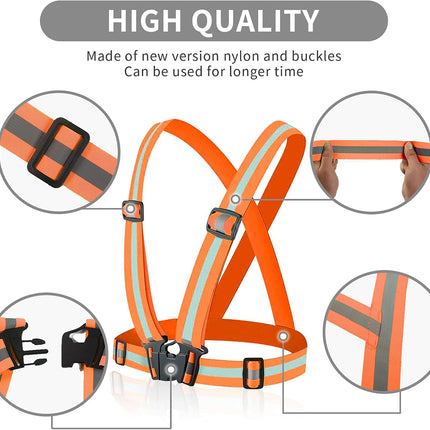 Reflective Vest - Running Vest Reflector, Reflective Running Vest with Safety Straps, High Visibility Reflector