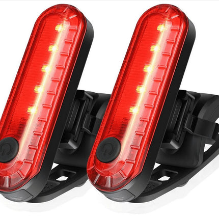 USB Rechargeable LED Bike Tail Light 2 Pack, Bright Bicycle Rear Cycling Safety Flashlight(Black+Red)