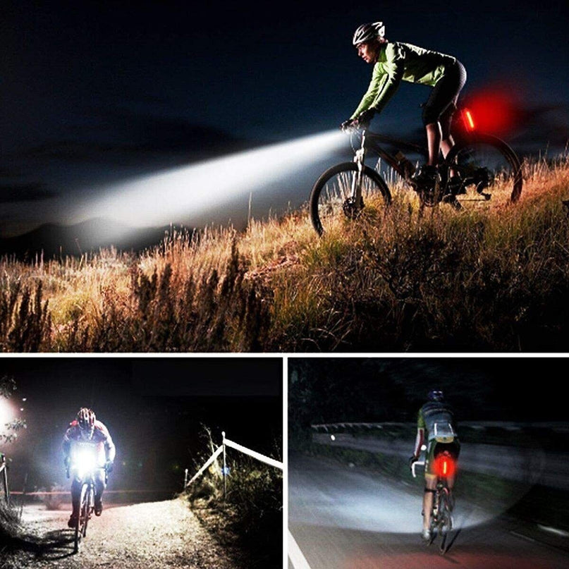 4Set LED USB Mountain Bike Lights Bicycle Torch Front+4X Rear Lamp Rechargeable