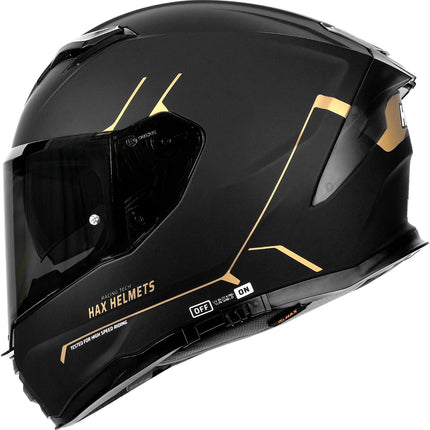 Force Aerodynamic Full Face Helmet for Street & E-Bikes DOT & ECE Certified - Enhanced Dual Visor, Adult Size, Pinlock Ready Matte Black Gold L