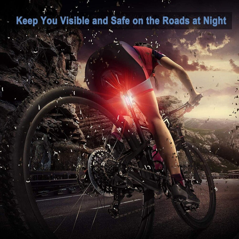 4Set LED USB Mountain Bike Lights Bicycle Torch Front+4X Rear Lamp Rechargeable