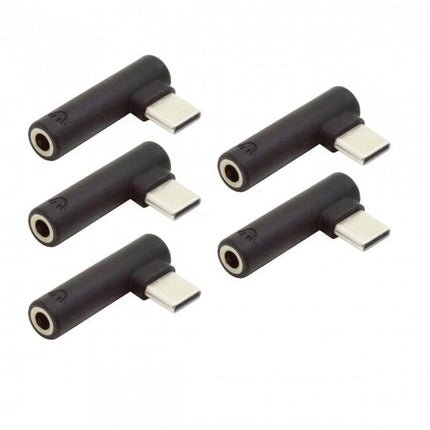 5Pcs/Set Type-C to 3.5Mm Earphone Adapter 90 Degree Angled Type USB-C 3.1 Male to AUX Audio Female