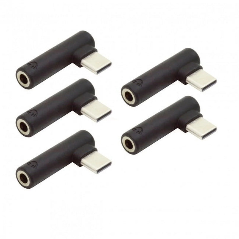 5Pcs/Set Type-C to 3.5Mm Earphone Adapter 90 Degree Angled Type USB-C 3.1 Male to AUX Audio Female
