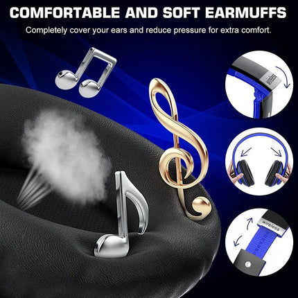 True Wireless Bluetooth Over-Ear Headphones, Black & Blue