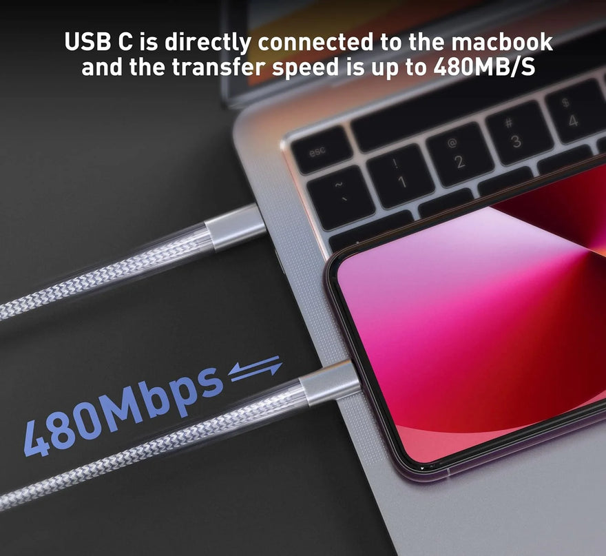 USB C to Lightning Cable 3Pack 6 Ft Mfi Certified Type C to Lightning Cable Nylon Braided Cord for Iphone