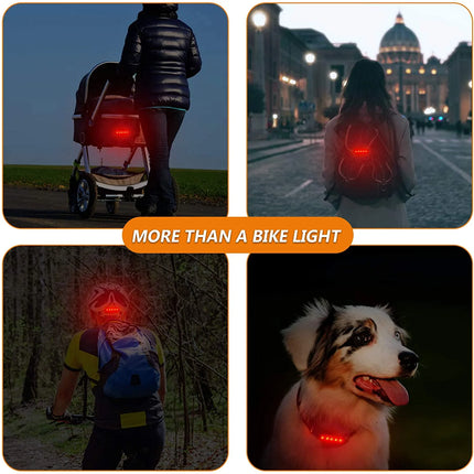 USB Rechargeable LED Bike Tail Light 2 Pack, Bright Bicycle Rear Cycling Safety Flashlight(Black+Red)