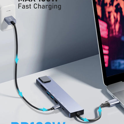 USB C Hub Ethernet,4K USB C to HDTV Hub,8 IN1 Type C Adapter,Dock Dongle Compatible