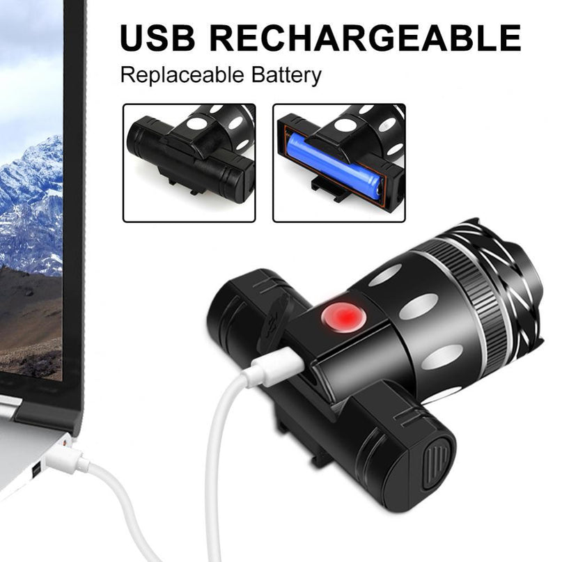 4Set LED USB Mountain Bike Lights Bicycle Torch Front+4X Rear Lamp Rechargeable