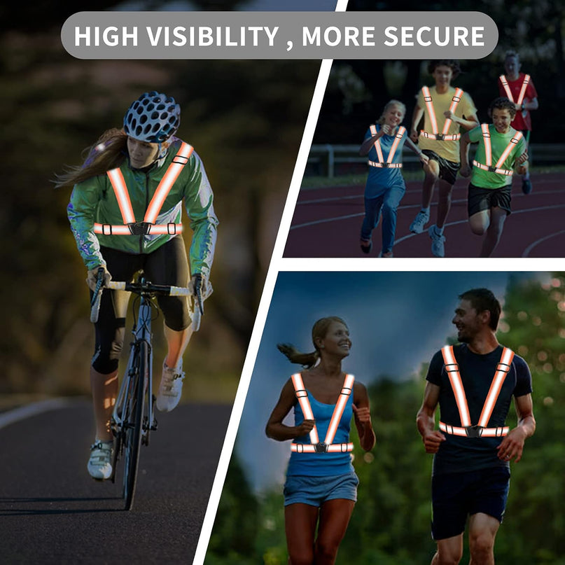 Reflective Vest - Running Vest Reflector, Reflective Running Vest with Safety Straps, High Visibility Reflector