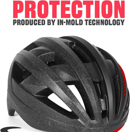 Bike Helmet with USB Rechargeable Rear Light Detachable Magnetic Goggles Removable Sun Visor Mountain & Road Bicycle Helmets for Men Women Adult Cycling Helmets