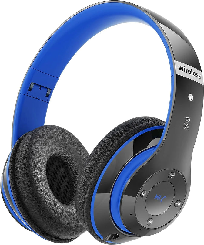 True Wireless Bluetooth Over-Ear Headphones, Black & Blue
