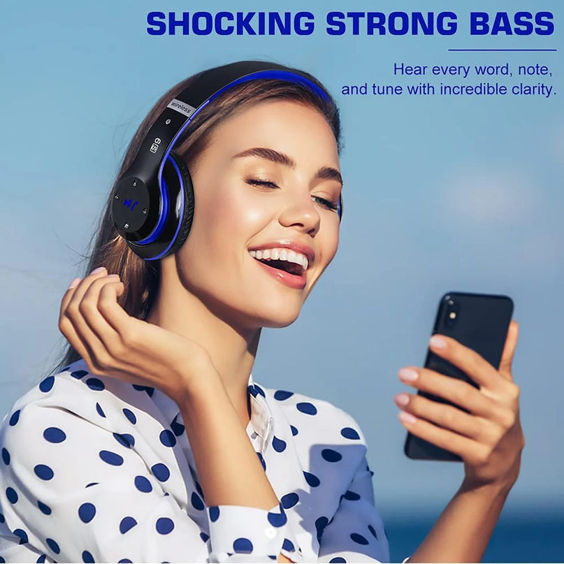 True Wireless Bluetooth Over-Ear Headphones, Black & Blue
