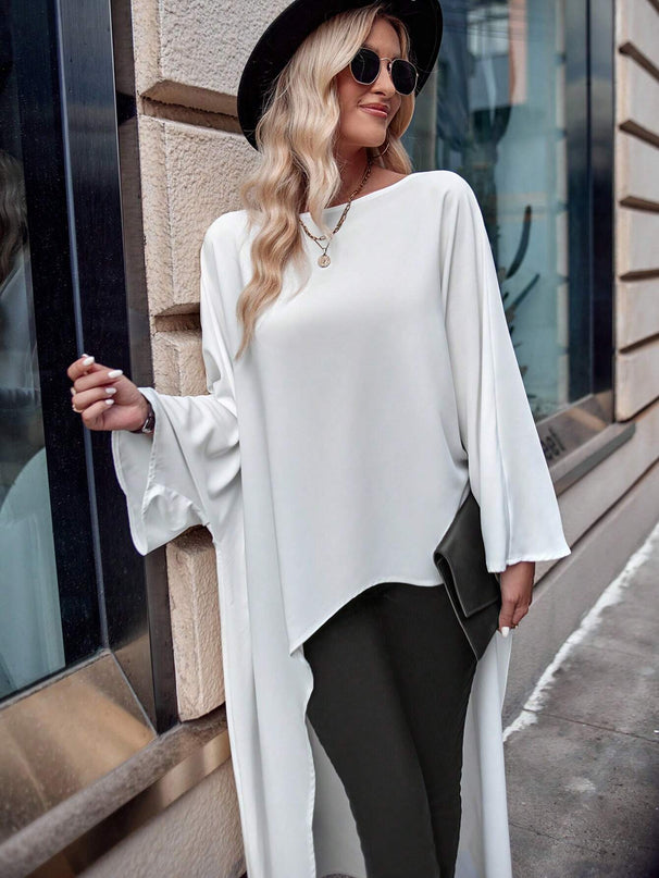 SHEIN LUNE Women'S Winter Elegant New Year'S Party Valentine'S Day Ball Christmas French Bohemian Floral Positioning Printed Off-Shoulder Long Sleeve Asymmetric Hem Casual Commuting White Shirt Old Money Style Casual Fall Shirt Tops Fall Women Clothes Winter Women Clothes Thanksgiving Women Outfit Back to School Clothes Teacher Outfits