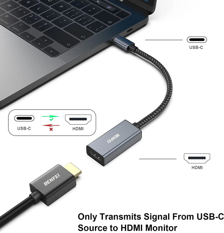 USB C to HDMI Adapter, USB Type-C to HDMI Adapter [Thunderbolt 3/4 Compatible],Grey