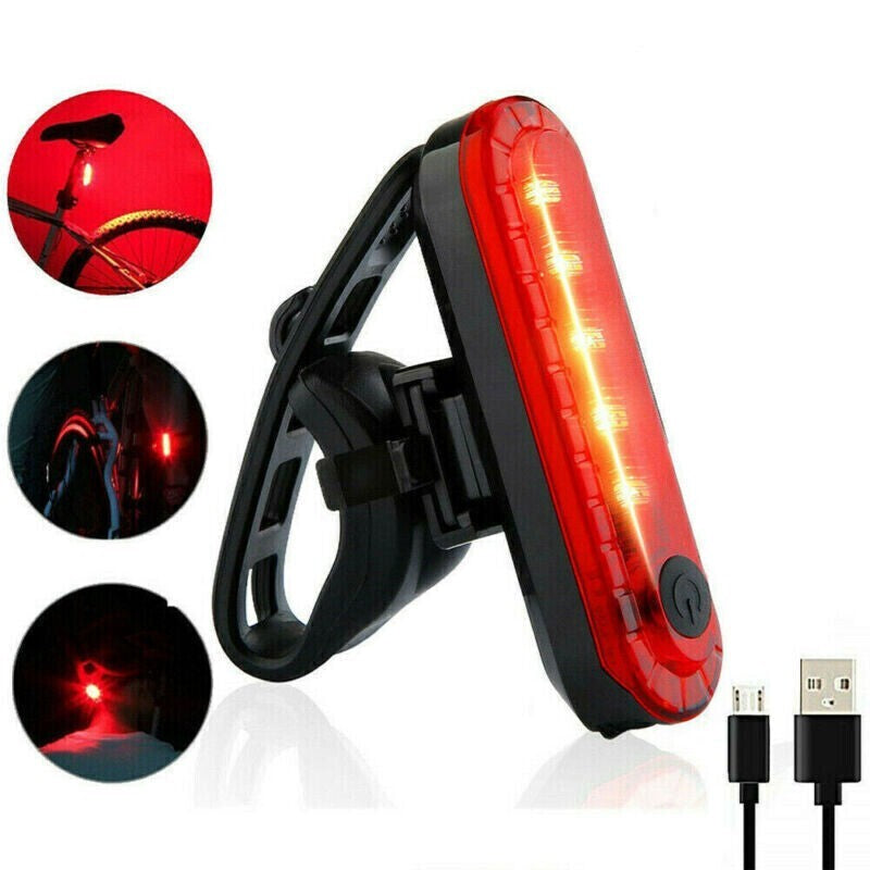 4Set LED USB Mountain Bike Lights Bicycle Torch Front+4X Rear Lamp Rechargeable