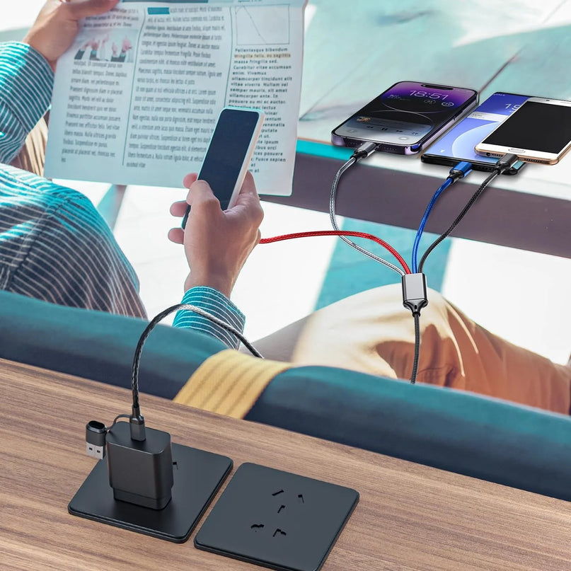 Multi Charging Cable 4-In-1 Multi Charger Cable [2Pack-4Ft] Nylon Braided Multiple USB Charging Cable Fast Phone