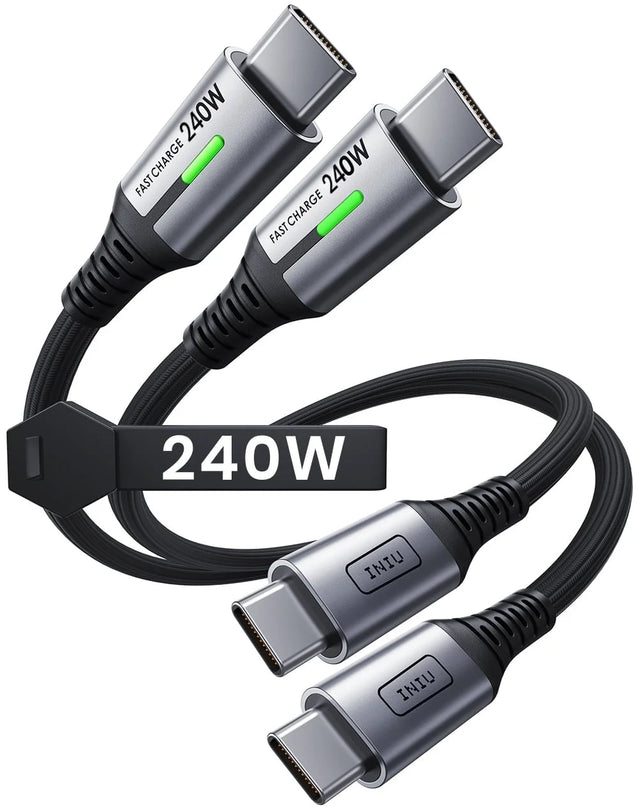 USB C Cable [1Ft/2-Pack], 240W for Laptop Fast Charging Cord Type C for Iphone 17 16 15 Pro Samsung S24 Google Pixel 8 Ipad Switch Steam Deck Etc