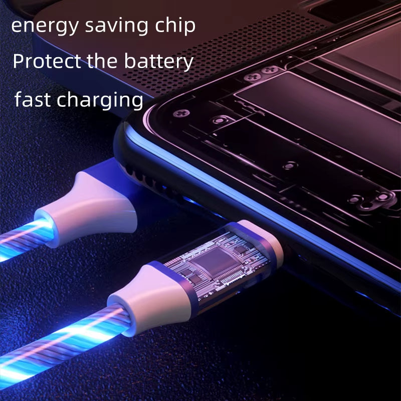 Glowing Cable Mobile Phone Charging Cables LED Light Micro USB Type C Charger for Samsung Huawei Iphone Charge Wire Cord