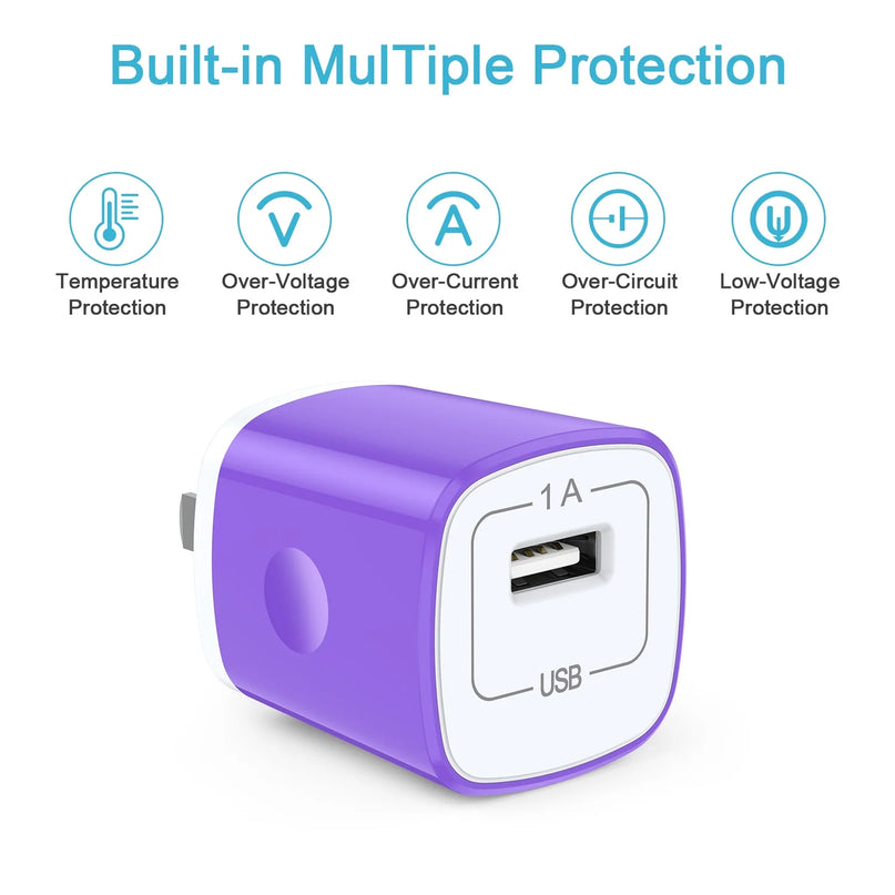 Type C Charger USB C Cable Fast Charging Cable 6FT with USB Wall Charger Block, USB a to USB C Type C Cable USB C Charger Block for Android Charging Cords USB-C Phone Cables, Purple