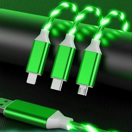 Siisll 3 in 1 Charging Cable Fast Charging,Light up LED Multi Phone Charger Android USB C Cable 3FT Micro USB Cable Type C - Green