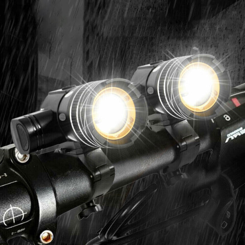 4Set LED USB Mountain Bike Lights Bicycle Torch Front+4X Rear Lamp Rechargeable