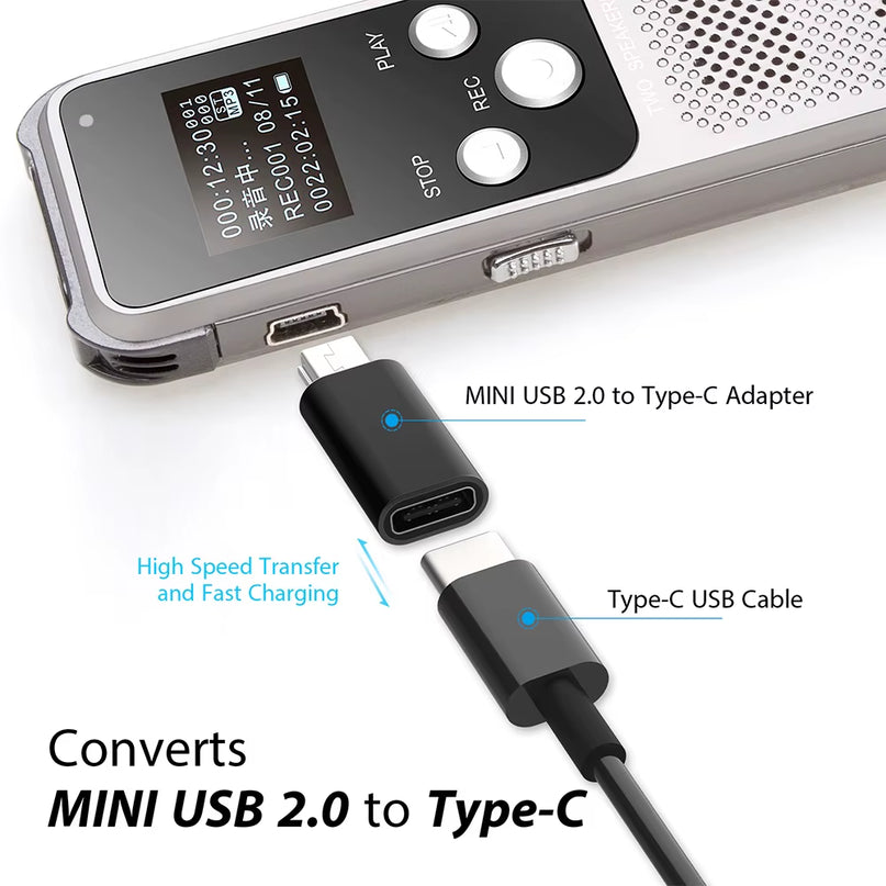 Adapter Type C Female to Mini USB Male Connector for Phone PSP Camera MP3 Data Transfer Mini Usb to Typ C Adaptador