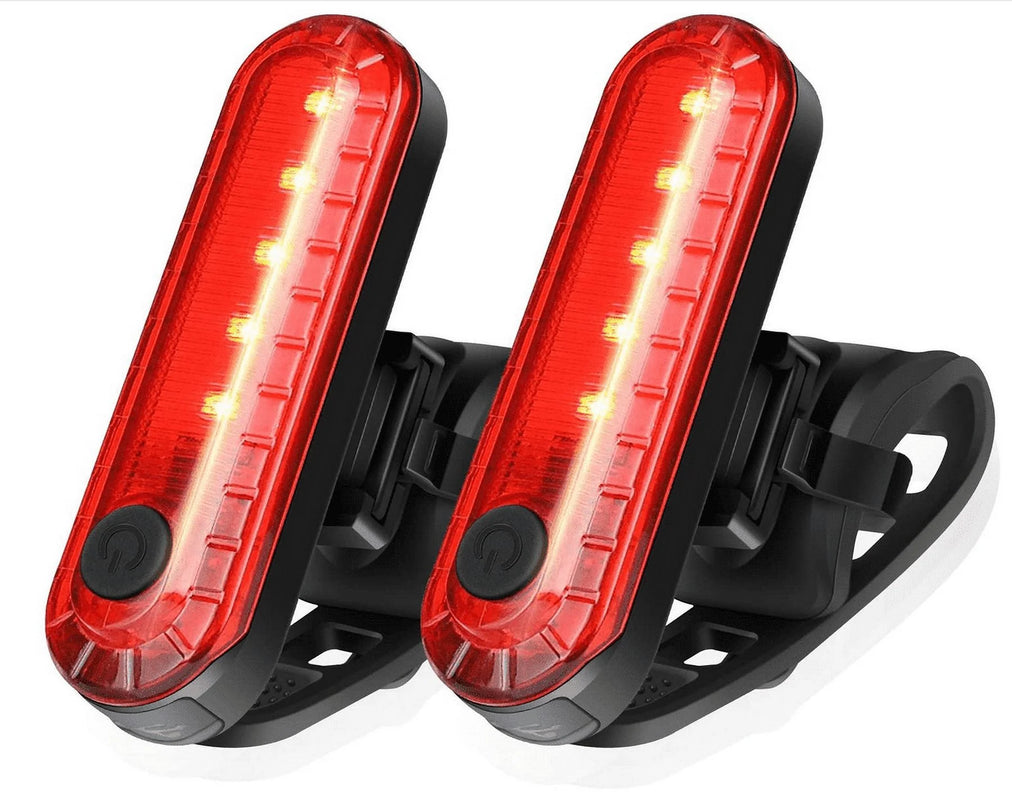 USB Rechargeable LED Bike Tail Light 2 Pack, Bright Bicycle Rear Cycling Safety Flashlight(Black+Red)