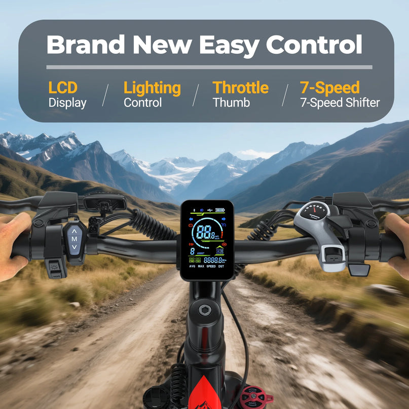 BK1350 Adult Electric Bicycles, 350W 26" Electric Mountain Bicycle, 48V Battery, 22Mph Electric Mountain Bike, Adjustable 7 Speed E-Bikes for Adults UL2849