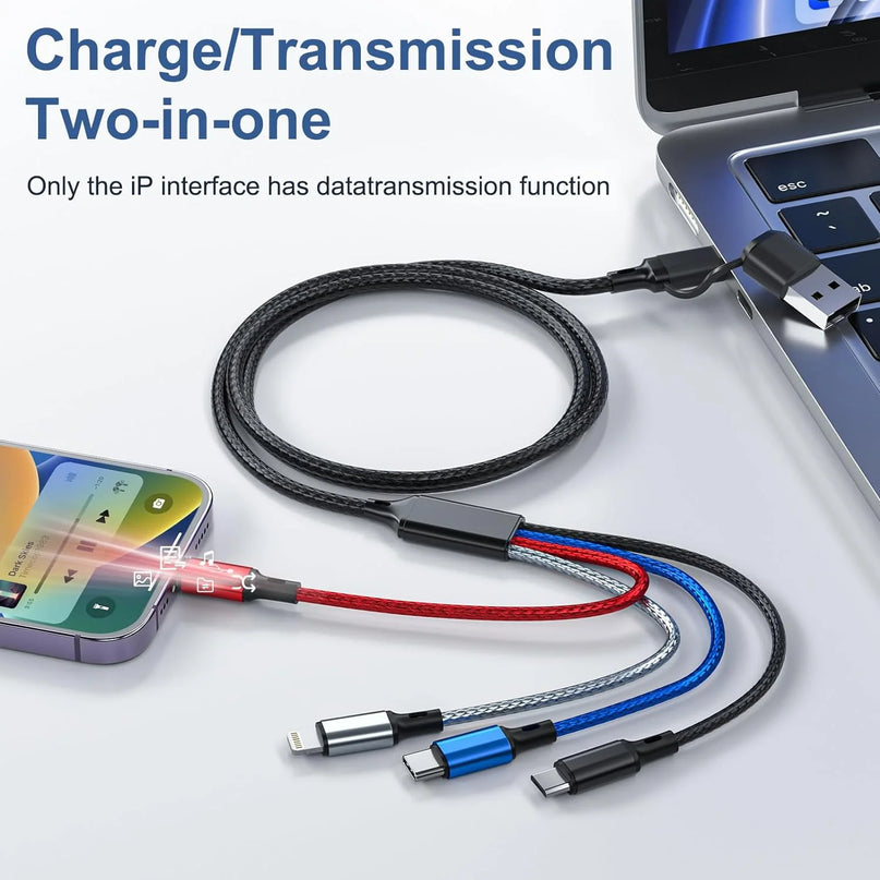 Multi Charging Cable 4-In-1 Multi Charger Cable [2Pack-4Ft] Nylon Braided Multiple USB Charging Cable Fast Phone