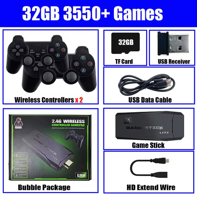 Retro Video Game Console Game Stick 4K 15000 Games Portable Dendy Game Console for TV 2.4G Wireless Console