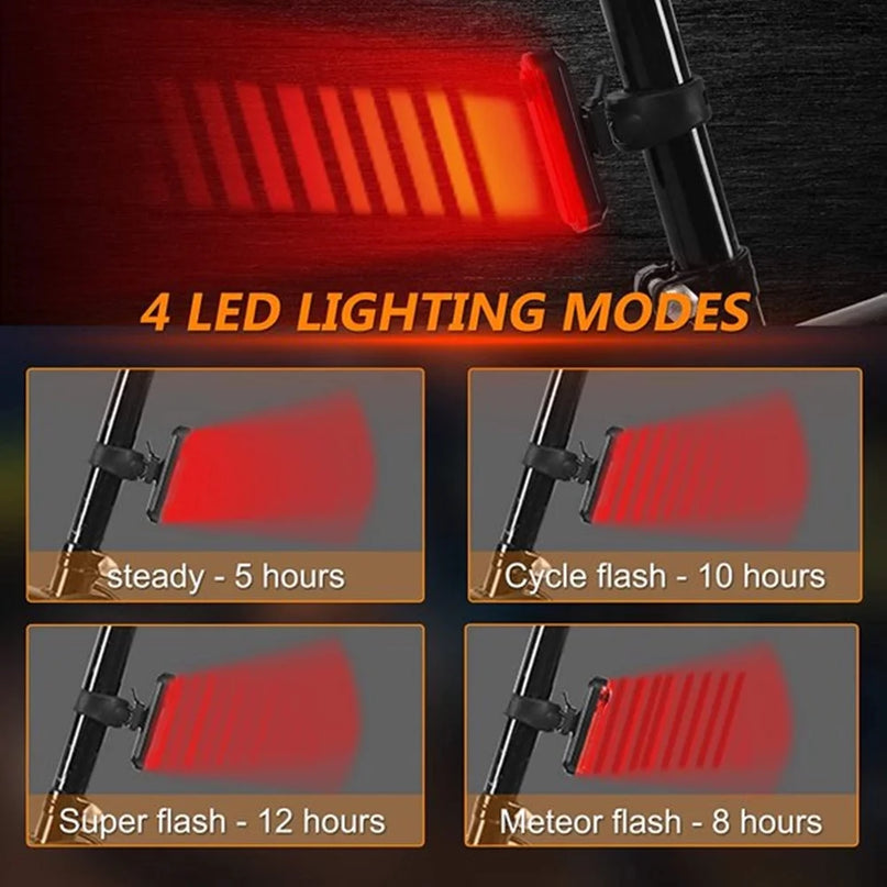 USB Rechargeable LED Bike Tail Light 2 Pack, Bright Bicycle Rear Cycling Safety Flashlight(Black+Red)