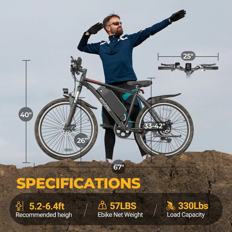BK1350 Adult Electric Bicycles, 350W 26" Electric Mountain Bicycle, 48V Battery, 22Mph Electric Mountain Bike, Adjustable 7 Speed E-Bikes for Adults UL2849