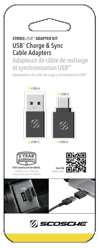 Strikeline Adapter Kit USB-C to USB-A & Type-C Converter 2-Pk CAAKIT-RP Black