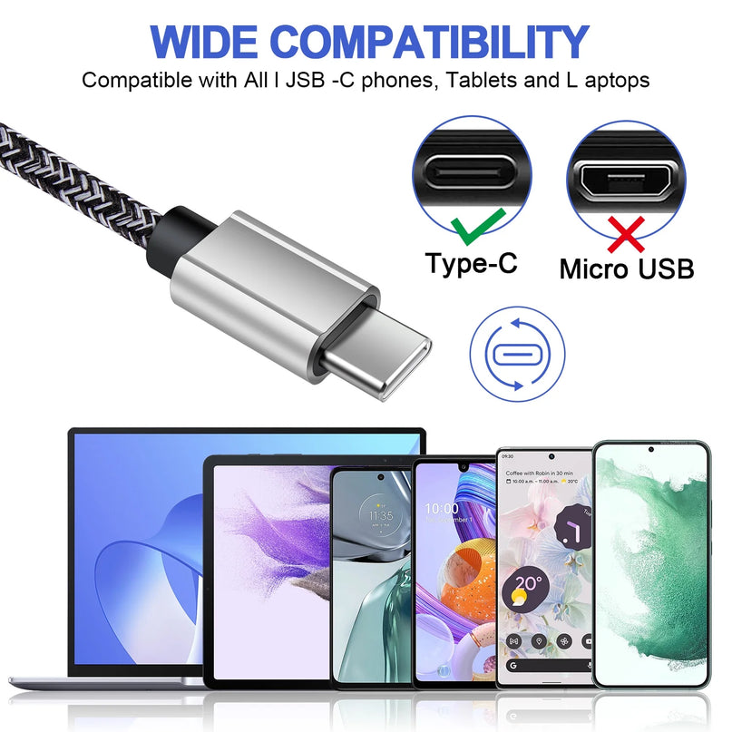USB C to USB C Cable 6Ft, 3PACK Charging Cable 6Ft USBC Type C Fast Charging Cord Charger Compatible with Android Samsung Charger Type C
