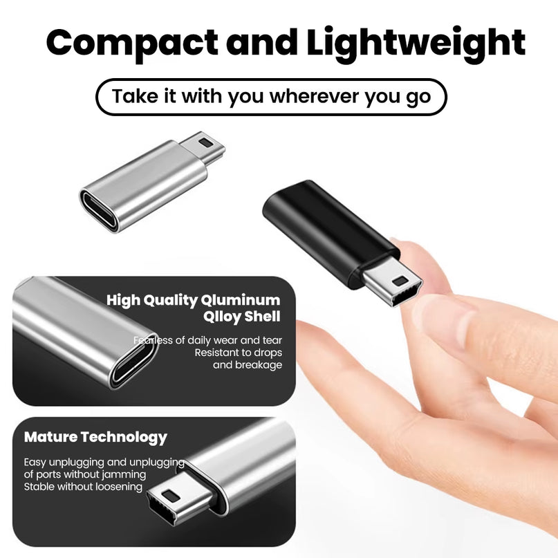 Adapter Type C Female to Mini USB Male Connector for Phone PSP Camera MP3 Data Transfer Mini Usb to Typ C Adaptador