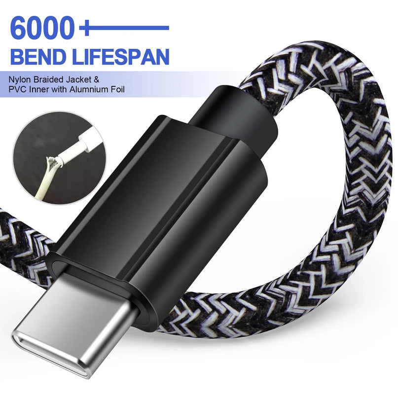 USB C to USB C Cable 6Ft, 3PACK Charging Cable 6Ft USBC Type C Fast Charging Cord Charger Compatible with Android Samsung Charger Type C