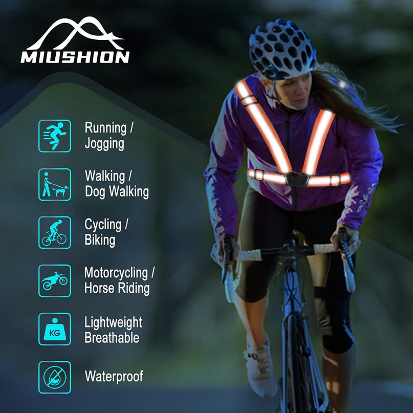 Reflective Vest - Running Vest Reflector, Reflective Running Vest with Safety Straps, High Visibility Reflector