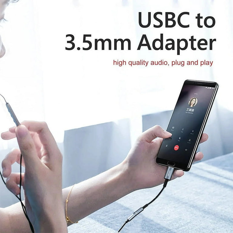 USB Type C to 3.5Mm Female Headset Adapter, USB C to Aux Audio Dongle Cord, Single Piece, Gray