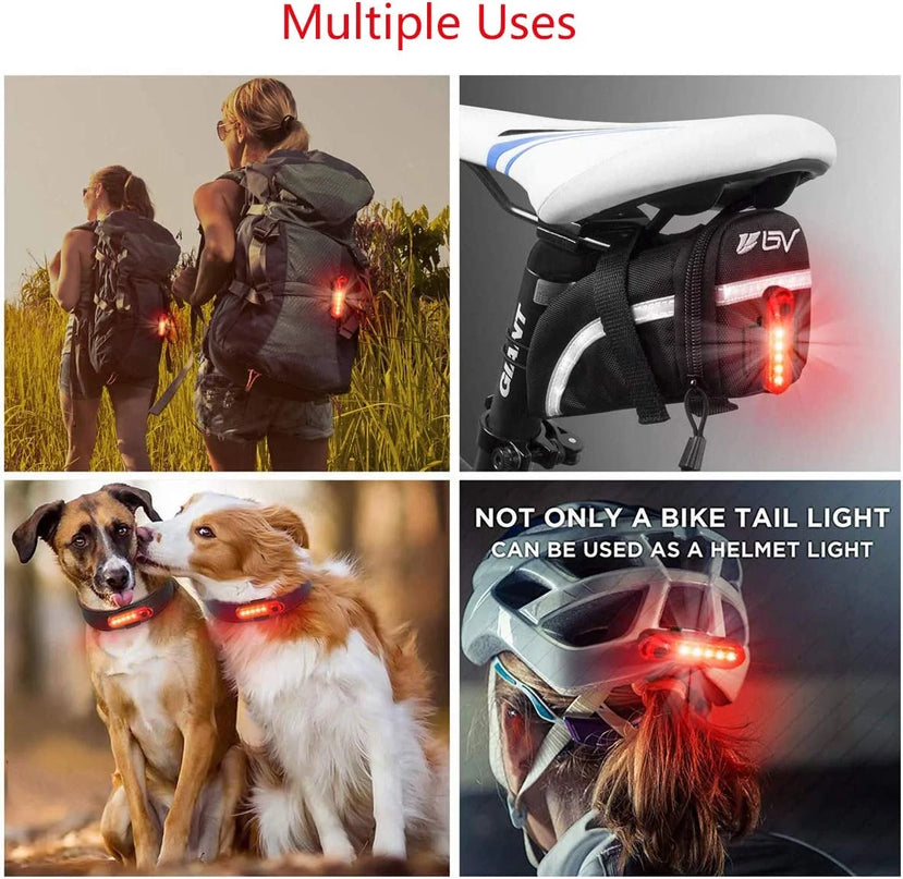 USB Rechargeable LED Bike Tail Light 2 Pack, Bright Bicycle Rear Cycling Safety Flashlight(Black+Red)