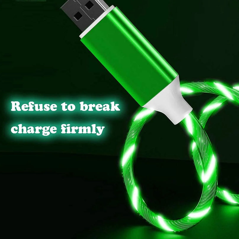 Siisll 3 in 1 Charging Cable Fast Charging,Light up LED Multi Phone Charger Android USB C Cable 3FT Micro USB Cable Type C - Green