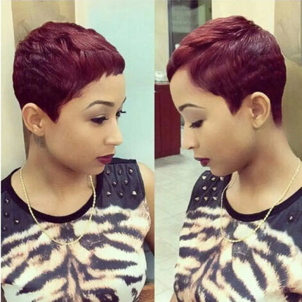 Dark Burgundy Red Human Hair Wig