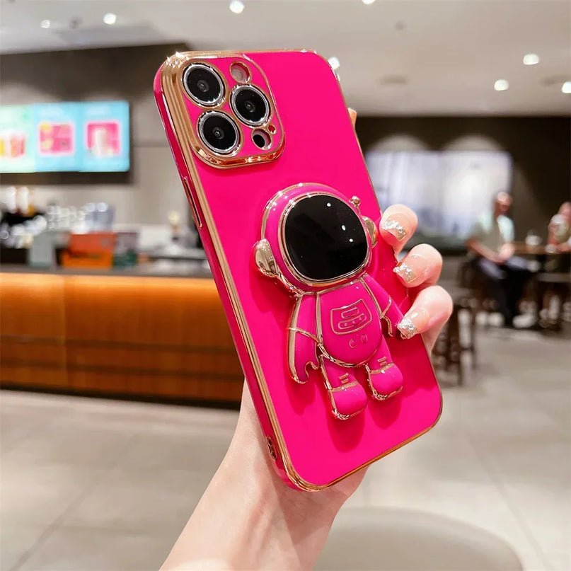 Astronaut Fold Stand Holder Case for iPhone 15 16 17 Series