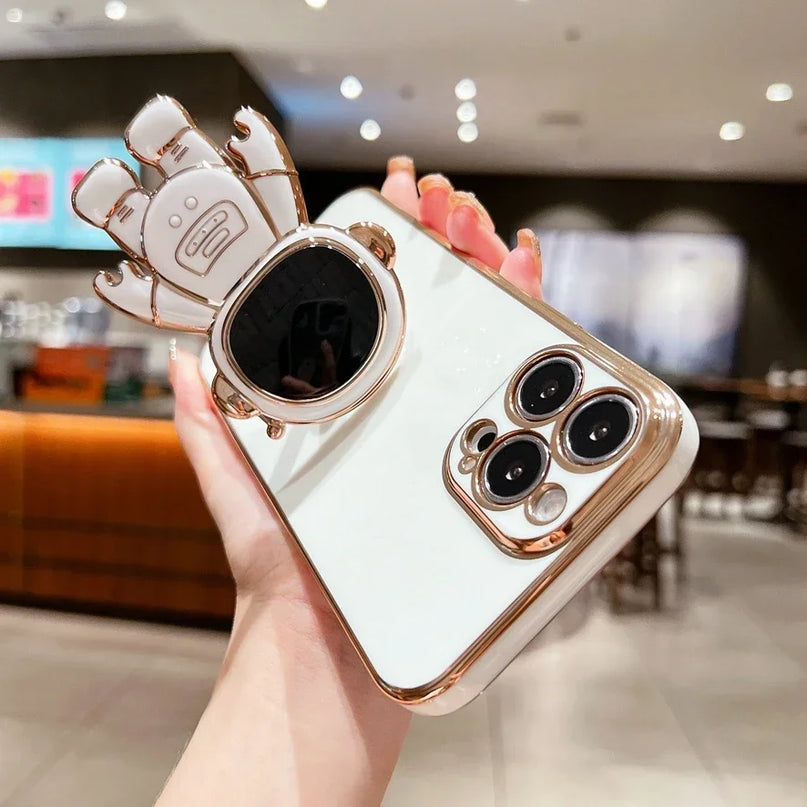 Astronaut Fold Stand Holder Case for iPhone 15 16 17 Series