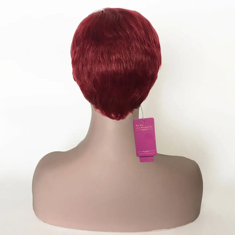 Dark Burgundy Red Human Hair Wig