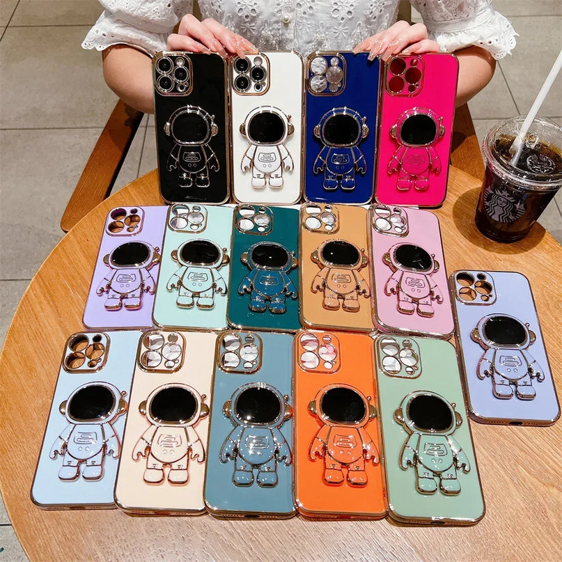 Astronaut Fold Stand Holder Case for iPhone 15 16 17 Series