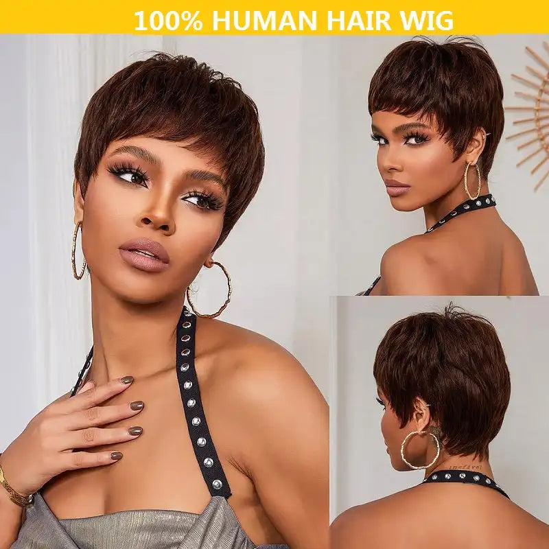 Dark Burgundy Red Human Hair Wig