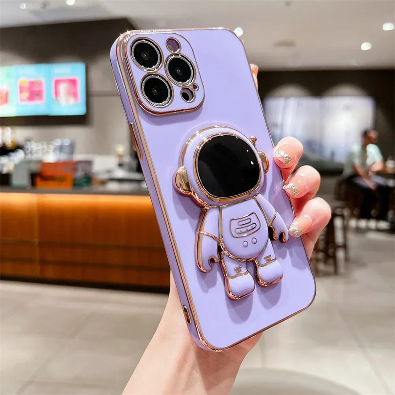 Astronaut Fold Stand Holder Case for iPhone 15 16 17 Series