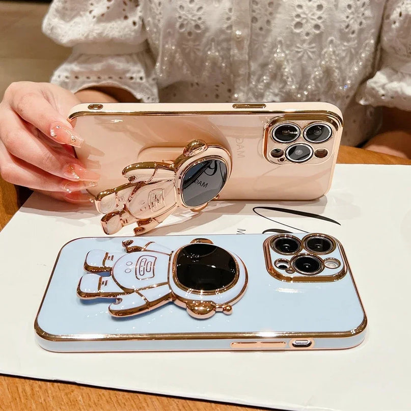 Astronaut Fold Stand Holder Case for iPhone 15 16 17 Series