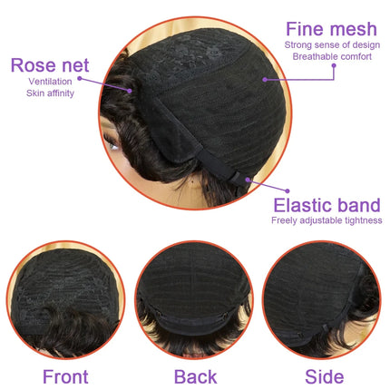 Dark Burgundy Red Human Hair Wig