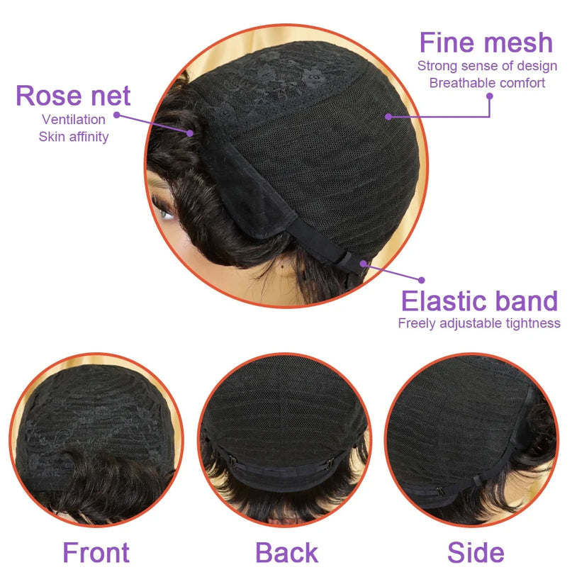 Dark Burgundy Red Human Hair Wig